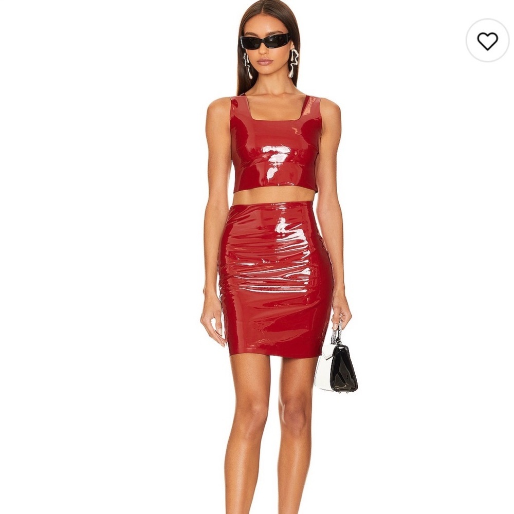 NWT COMMANDO Faux Patent Leather Mini Skirt in Lava Red- Size Large